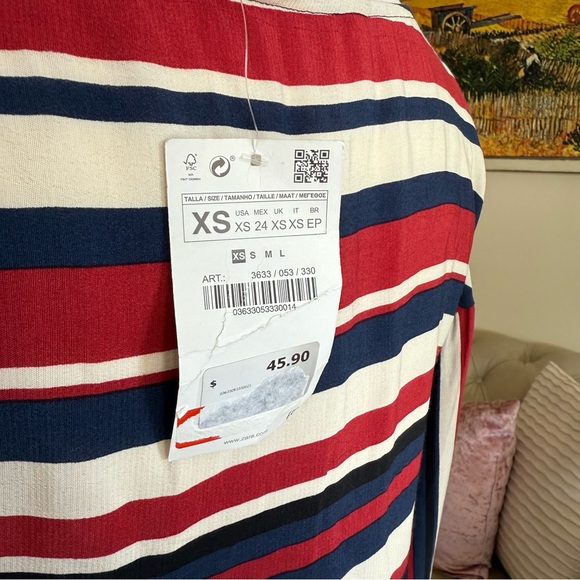 ZARA Striped V-Neck Top - Picture 6 of 13